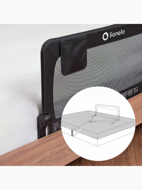 Barrière de lit bébé LIONELO Hanna - 150x66cm - Pliable - Protection anti-chute - Filet aéré - Kiabi Barrière de lit bébé LIONELO Hanna - 150x66cm - Pliable - Protection anti-chute - Filet aéré - Kiabi