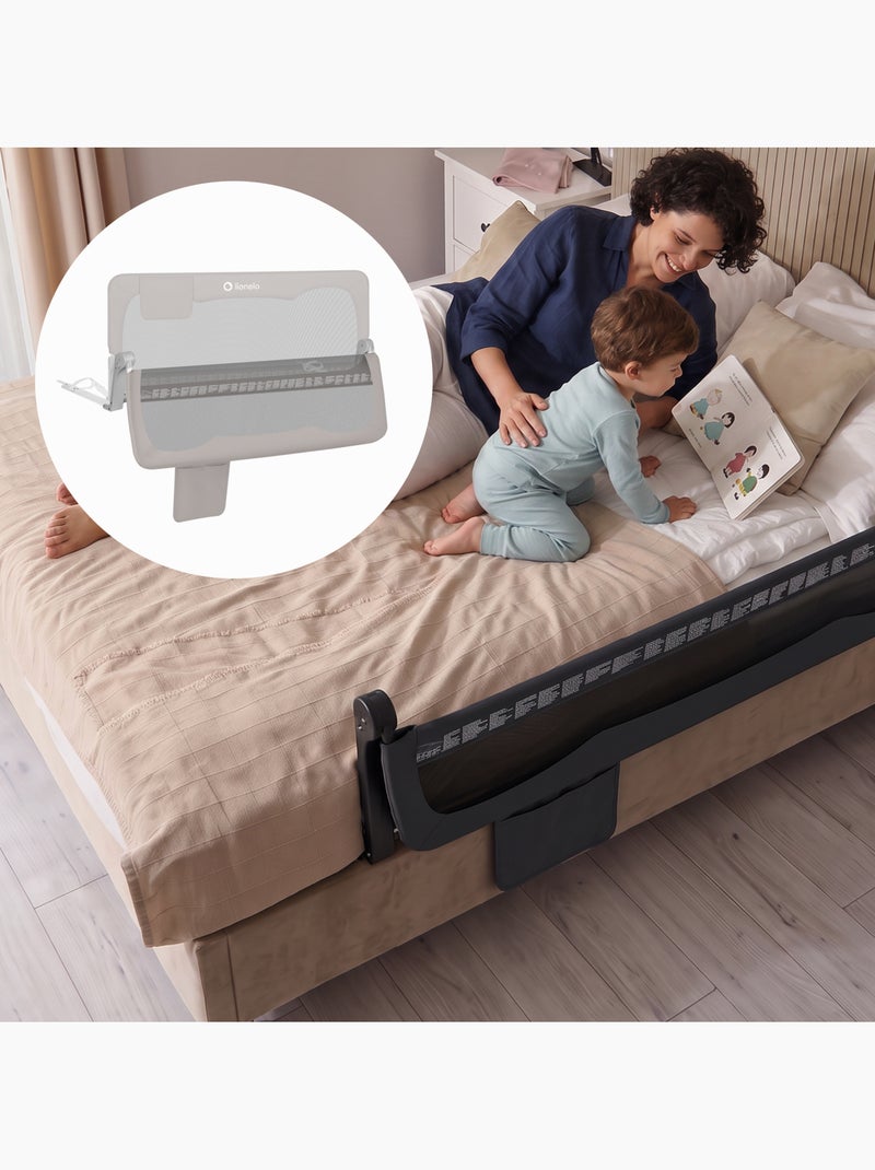 Barrière de lit bébé LIONELO Hanna - 150x66cm - Pliable - Protection anti-chute - Filet aéré Gris - Kiabi