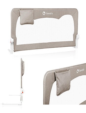 Barrière de lit bébé LIONELO Hanna - Gris - Pliable - Protection anti-chute - 150x66cm