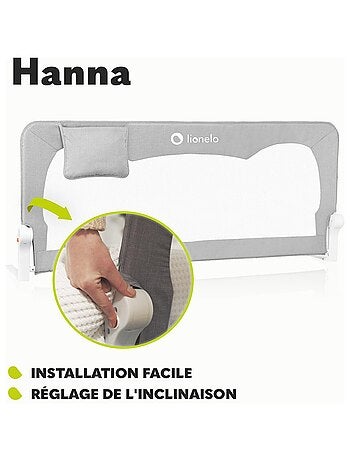 Barrière de lit bébé LIONELO Hanna - Gris - Pliable - Protection anti-chute - 150x66cm