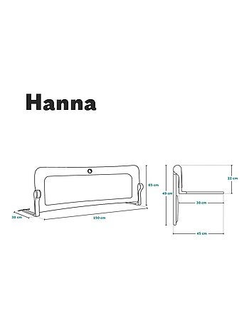 Barrière de lit bébé LIONELO Hanna - Gris - Pliable - Protection anti-chute - 150x66cm