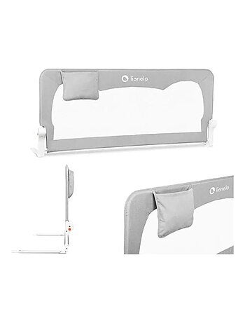 Barrière de lit bébé LIONELO Hanna - Gris - Pliable - Protection anti-chute - 150x66cm