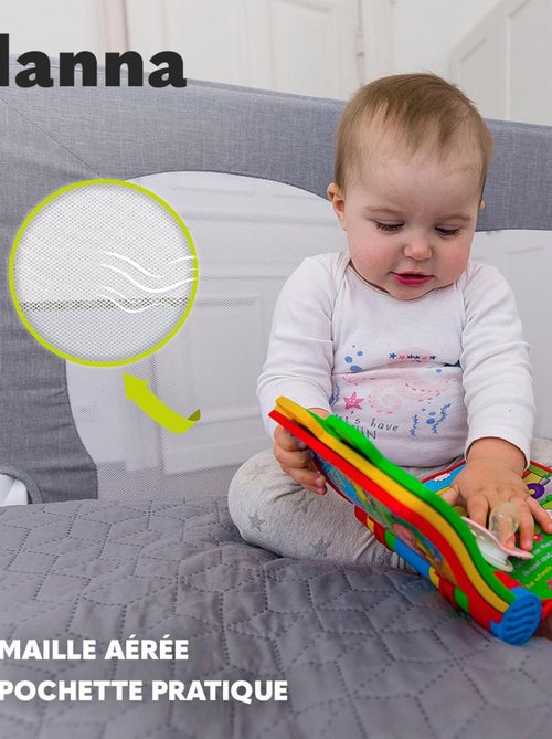 Barrière de lit bébé LIONELO Hanna - Gris - Pliable - Protection anti-chute - 150x66cm - Kiabi