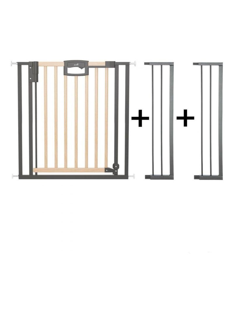 Barrière de porte à pression Easylock Plus bois/metal 112,5 cm - 120,5 cm Nature/Noir Noir - Kiabi