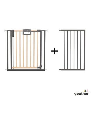 Barrière de porte à pression Easylock Plus bois/metal 128,5 cm - 136,5 cm Nature/Noir