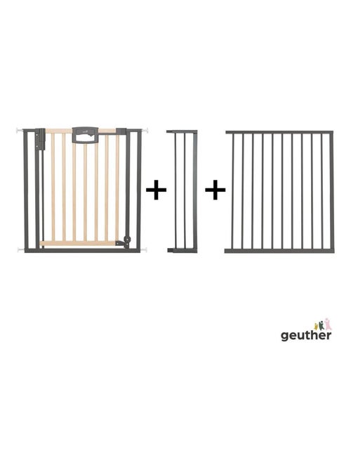 Barrière de porte à pression Easylock Plus bois/metal 168,5 cm - 176,5 cm Nature/Noir - Kiabi