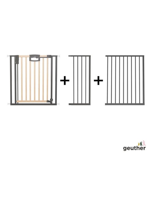 Barrière de porte à pression Easylock Plus bois/metal 176,5 cm - 184,5 cm Nature/Noir - Kiabi