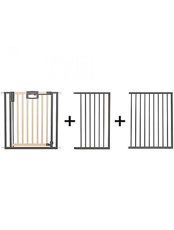 Barrière de porte à pression Easylock Plus bois/metal 192,5 cm - 200,5 cm Nature/Noir
