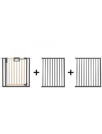 Barrière de porte à pression Easylock Plus bois/metal 216,5 cm - 224,5 cm Nature/Noir