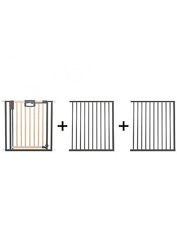 Barrière de porte à pression Easylock Plus bois/metal 224,5 cm - 232,5 cm Nature/Noir