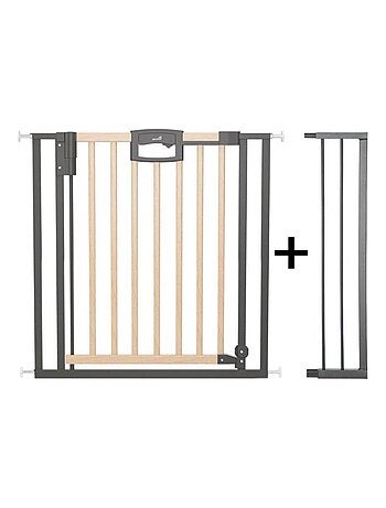 Barrière de porte à pression Easylock Plus bois/metal 96,5 cm - 104,5 cm Nature/Noir
