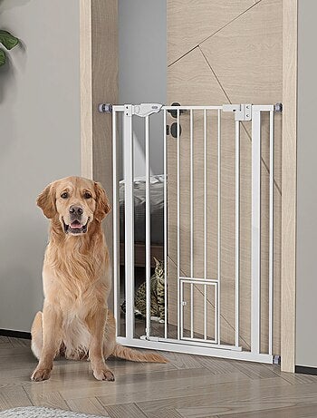 Barrière de sécurité animaux réglable 2 portes acier