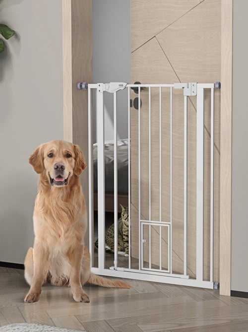 Barrière de sécurité animaux réglable 2 portes acier - Kiabi