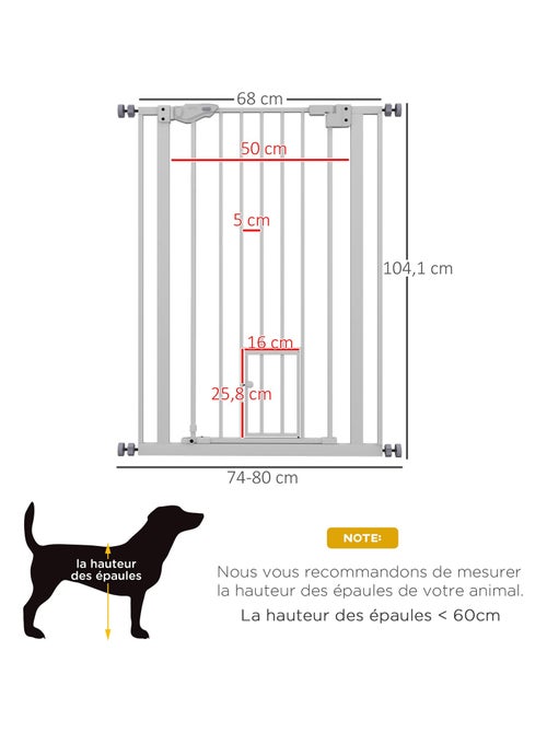 Barrière de sécurité animaux réglable 2 portes acier - Kiabi