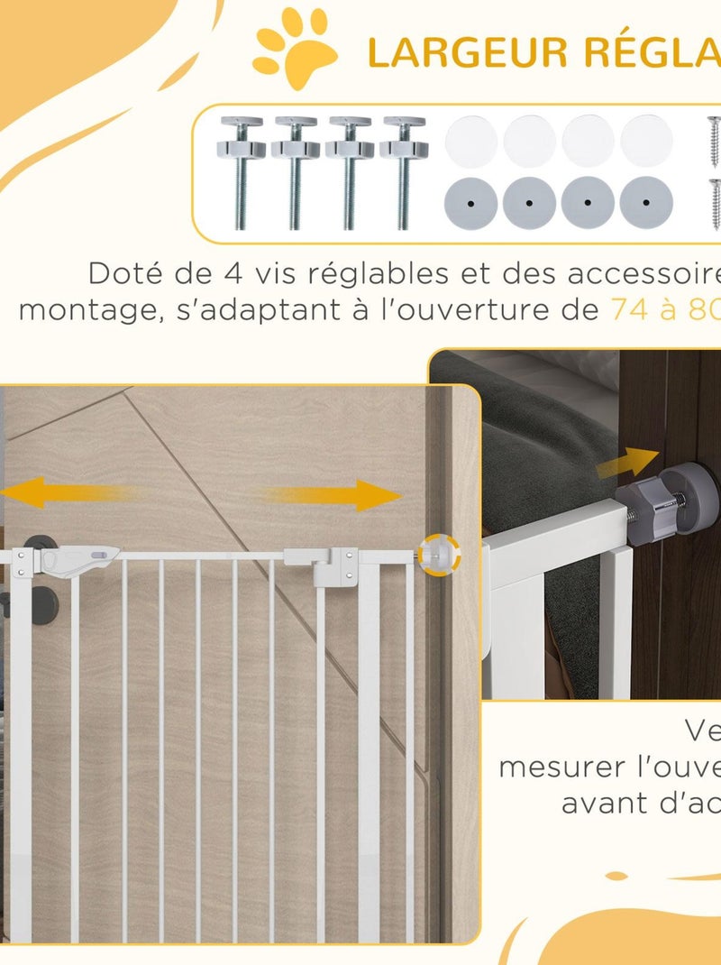 Barrière de sécurité animaux réglable 2 portes acier Blanc - Kiabi