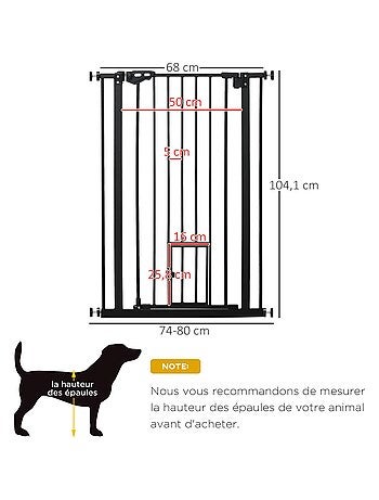 Barrière de sécurité animaux réglable 2 portes acier