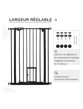 Barrière de sécurité animaux réglable 2 portes acier