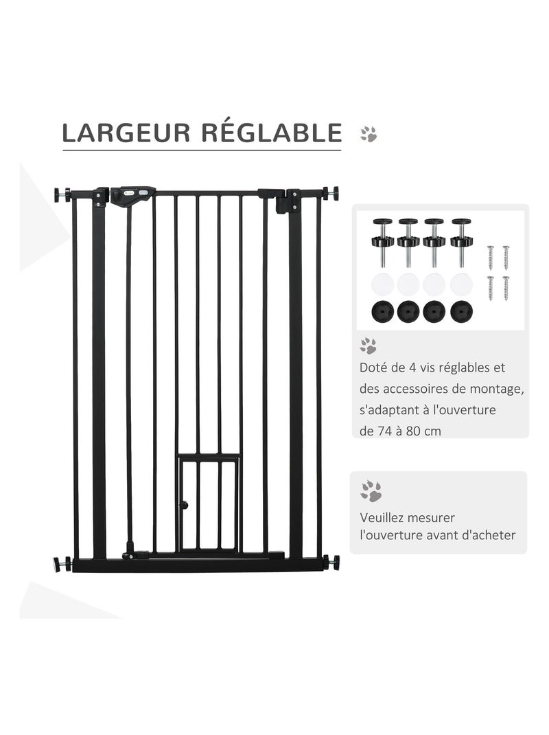 Barrière de sécurité animaux réglable 2 portes acier Noir - Kiabi