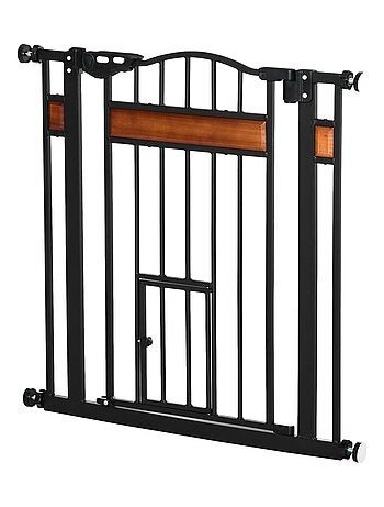 Barrière de sécurité animaux réglable 2 portes verrouillables acier noir pin