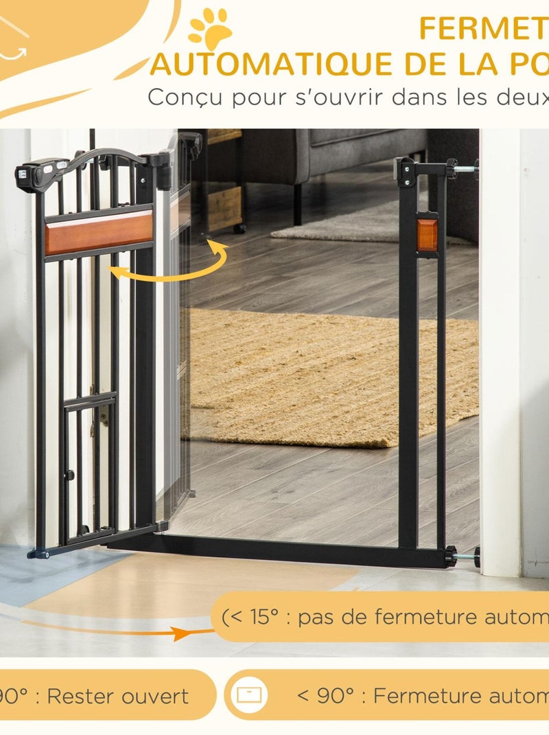 Barrière de sécurité animaux réglable 2 portes verrouillables acier noir pin Noir - Kiabi