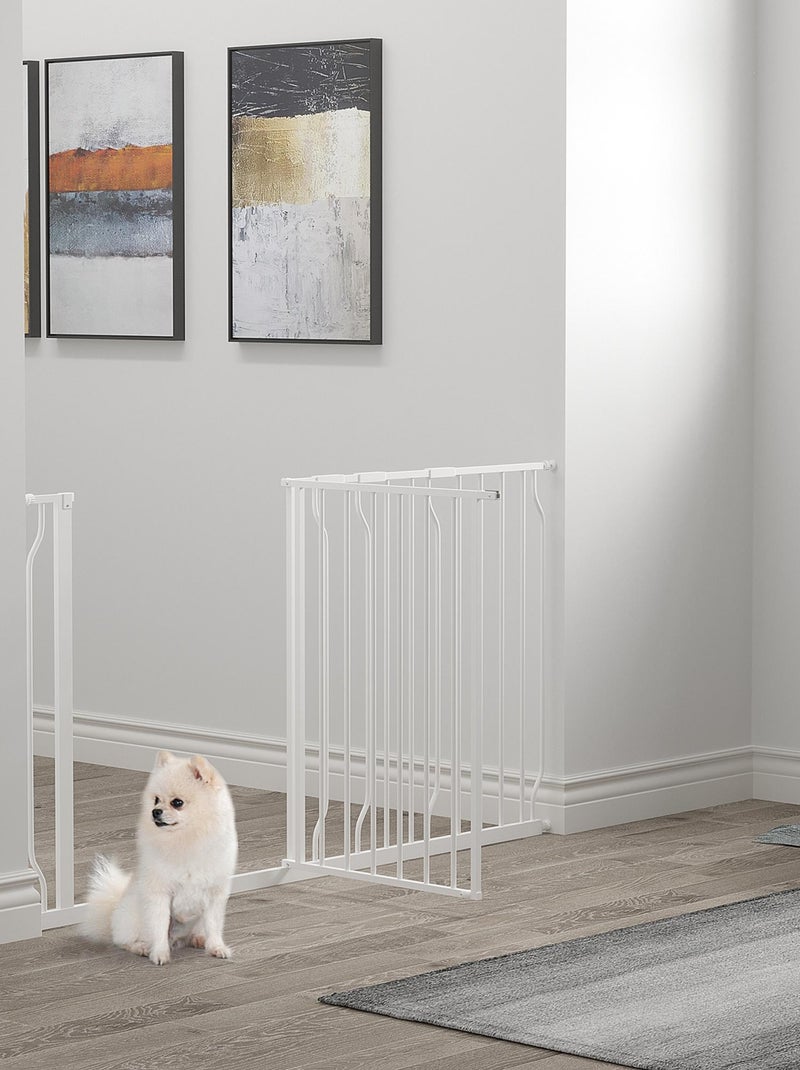 Barrière de sécurité animaux réglable avec porte acier blanc Blanc Blanc - Kiabi