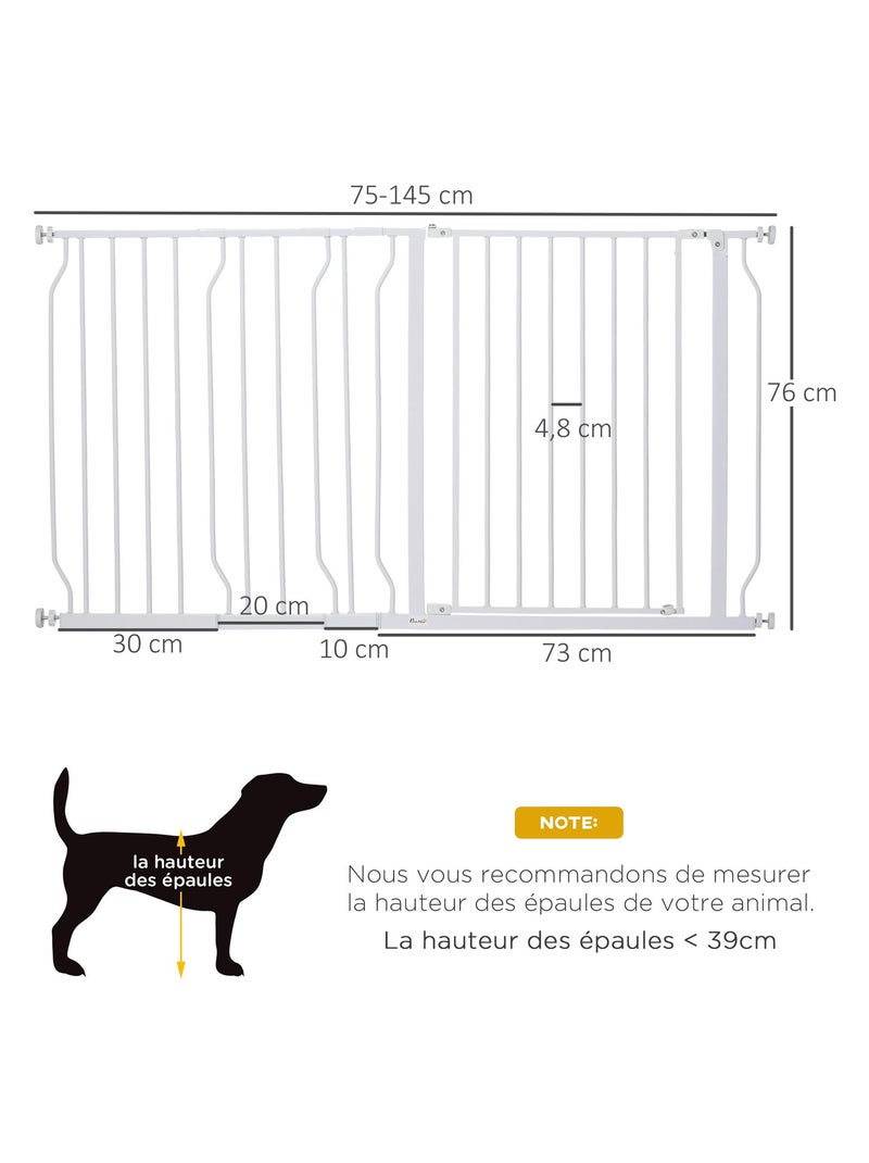 Barrière de sécurité animaux réglable avec porte acier blanc Blanc Blanc - Kiabi