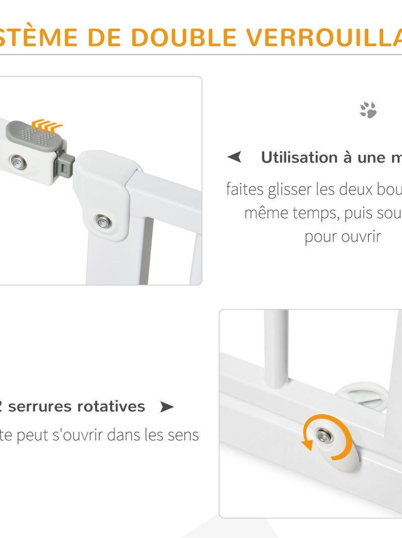 Barrière de sécurité animaux réglable avec porte acier blanc Blanc Blanc - Kiabi