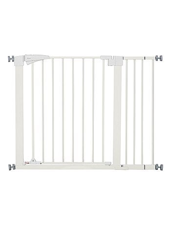 Barrière de sécurité animaux réglable avec porte acier blanc