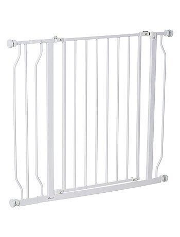 Barrière de sécurité animaux réglable avec porte acier blanc