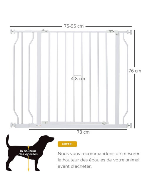 Barrière de sécurité animaux réglable avec porte acier blanc - Kiabi