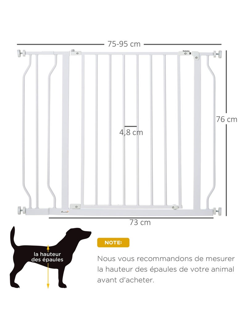 Barrière de sécurité animaux réglable avec porte acier blanc Blanc - Kiabi