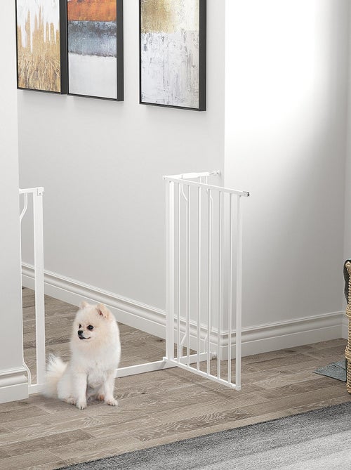 Barrière de sécurité animaux réglable avec porte acier blanc - Kiabi