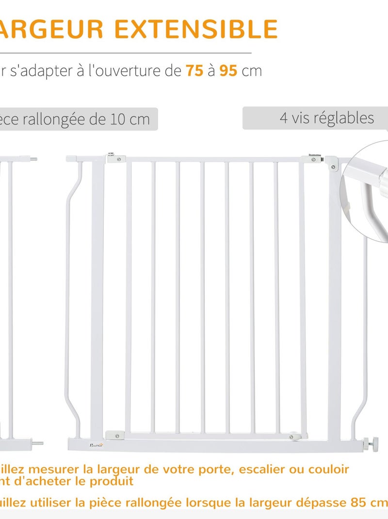 Barrière de sécurité animaux réglable avec porte acier blanc Blanc - Kiabi