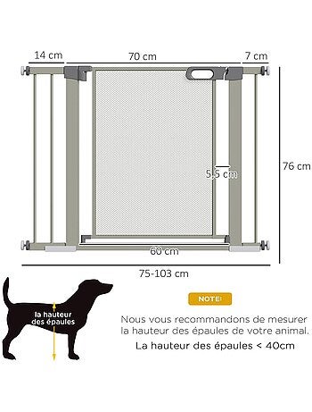 Barrière de sécurité animaux réglable porte intégrée acier ABS