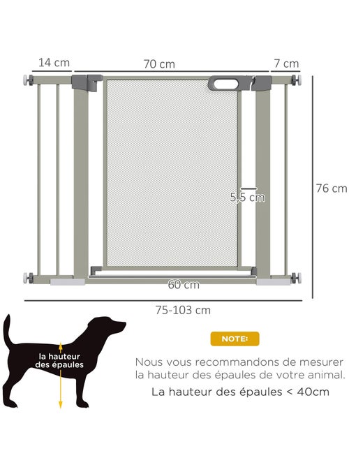 Barrière de sécurité animaux réglable porte intégrée acier ABS - Kiabi