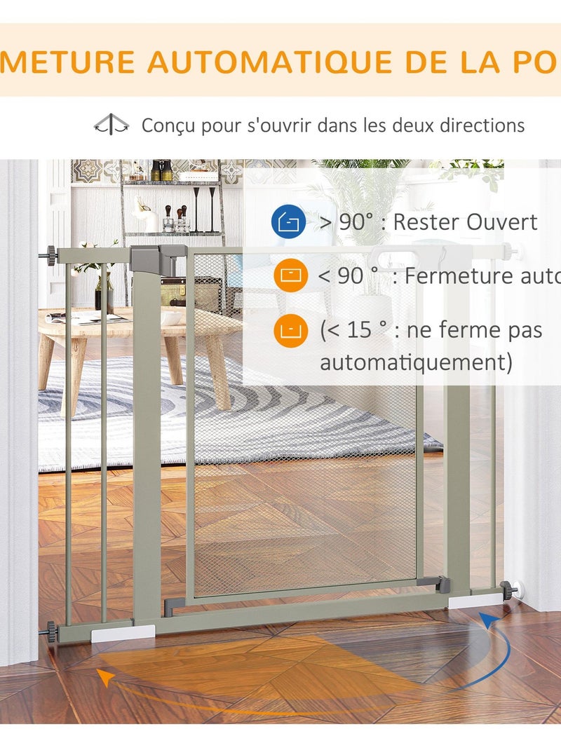 Barrière de sécurité animaux réglable porte intégrée acier ABS Gris - Kiabi