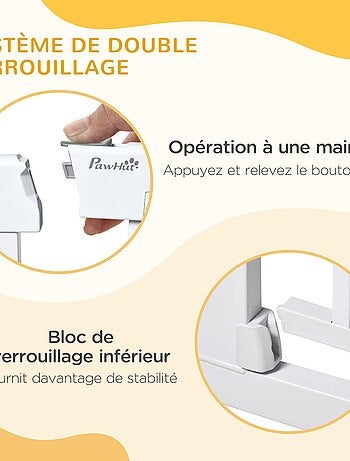 Barrière de sécurité animaux réglable porte intégrée acier blanc