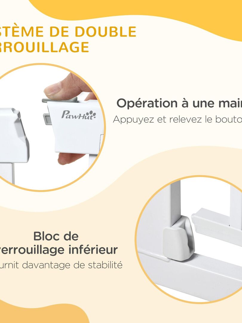Barrière De Protection Pour Animaux 150 Cm - Hauteur Réglable 76-85 Cm, Fermeture Automatique, Blanche - 6