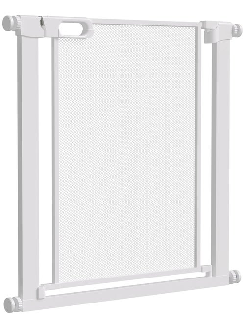 Barrière de sécurité animaux réglable porte intégrée acier blanc - Kiabi