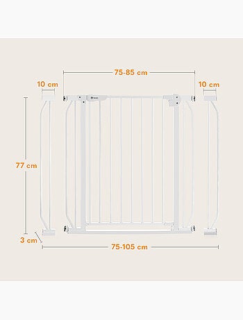 Barrière de sécurité bébé LIONELO Truus Slim - 75-105 cm - Fixation par pression - Sans perçage