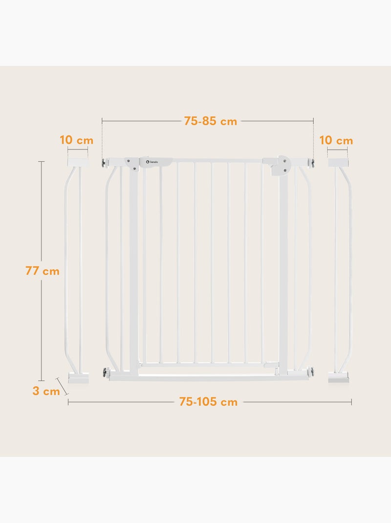 Barrière de sécurité bébé LIONELO Truus Slim - 75-105 cm - Fixation par pression - Sans perçage Blanc - Kiabi