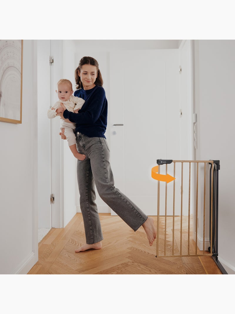 Barrière de sécurité bébé LIONELO Truus Slim - 75-105 cm - Fixation par pression - Sans perçage Blanc Marron - Kiabi