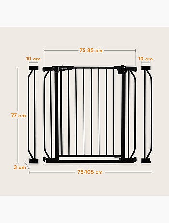 Barrière de sécurité bébé LIONELO Truus Slim - 75-105 cm - Fixation par pression - Sans perçage