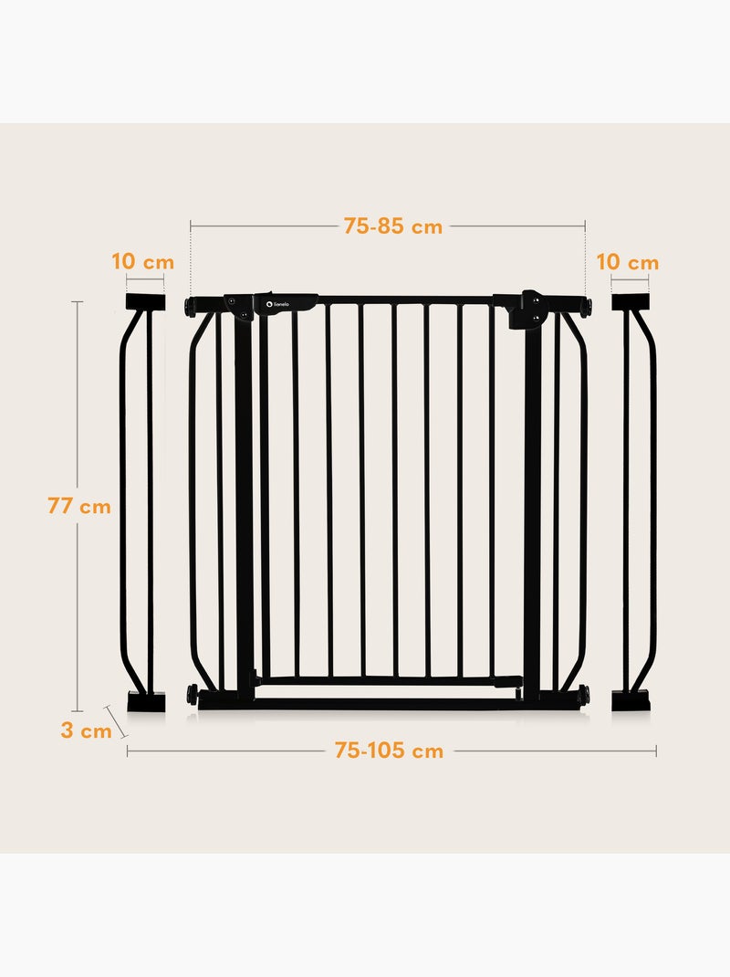 Barrière de sécurité bébé LIONELO Truus Slim - 75-105 cm - Fixation par pression - Sans perçage Noir - Kiabi