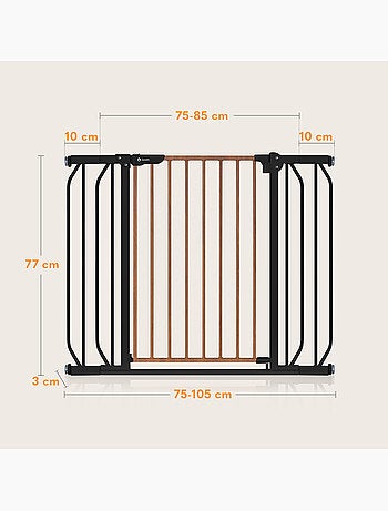 Barrière de sécurité bébé LIONELO Truus Slim - 75-105 cm - Fixation par pression - Sans perçage