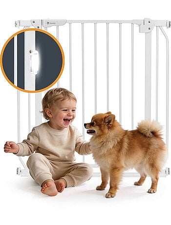 Barrière de sécurité bébé LIONELO Truus Slim LED - 75-105 cm - Fixation par pression