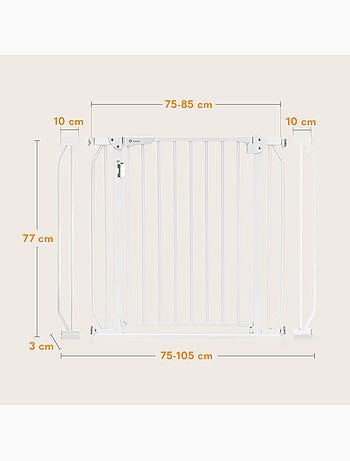 Barrière de sécurité bébé LIONELO Truus Slim LED - 75-105 cm - Fixation par pression