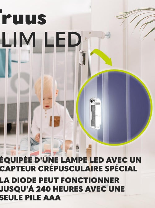 Barrière de sécurité bébé LIONELO Truus Slim LED - 75-105 cm - Fixation par pression - Kiabi