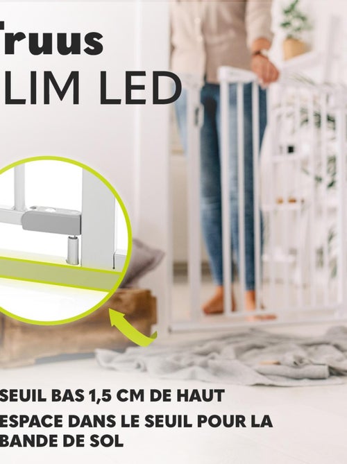 Barrière de sécurité bébé LIONELO Truus Slim LED - 75-105 cm - Fixation par pression - Kiabi