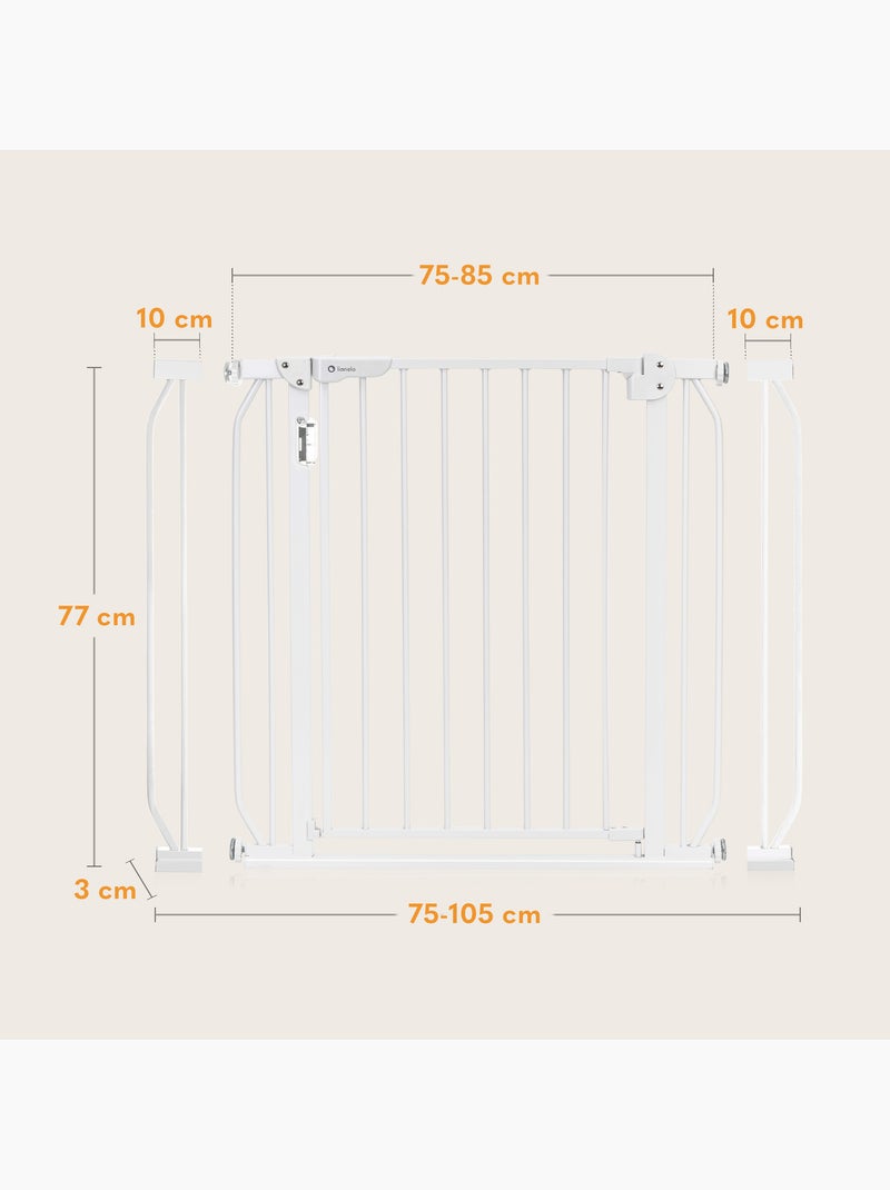 Barrière de sécurité bébé LIONELO Truus Slim LED - 75-105 cm - Fixation par pression Blanc Blanc - Kiabi